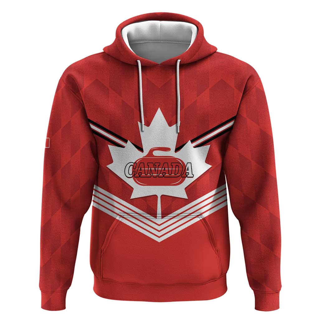 Personalized Canada Curling Zip Hoodie Maple Leaf Red Version - Wonder Print Shop