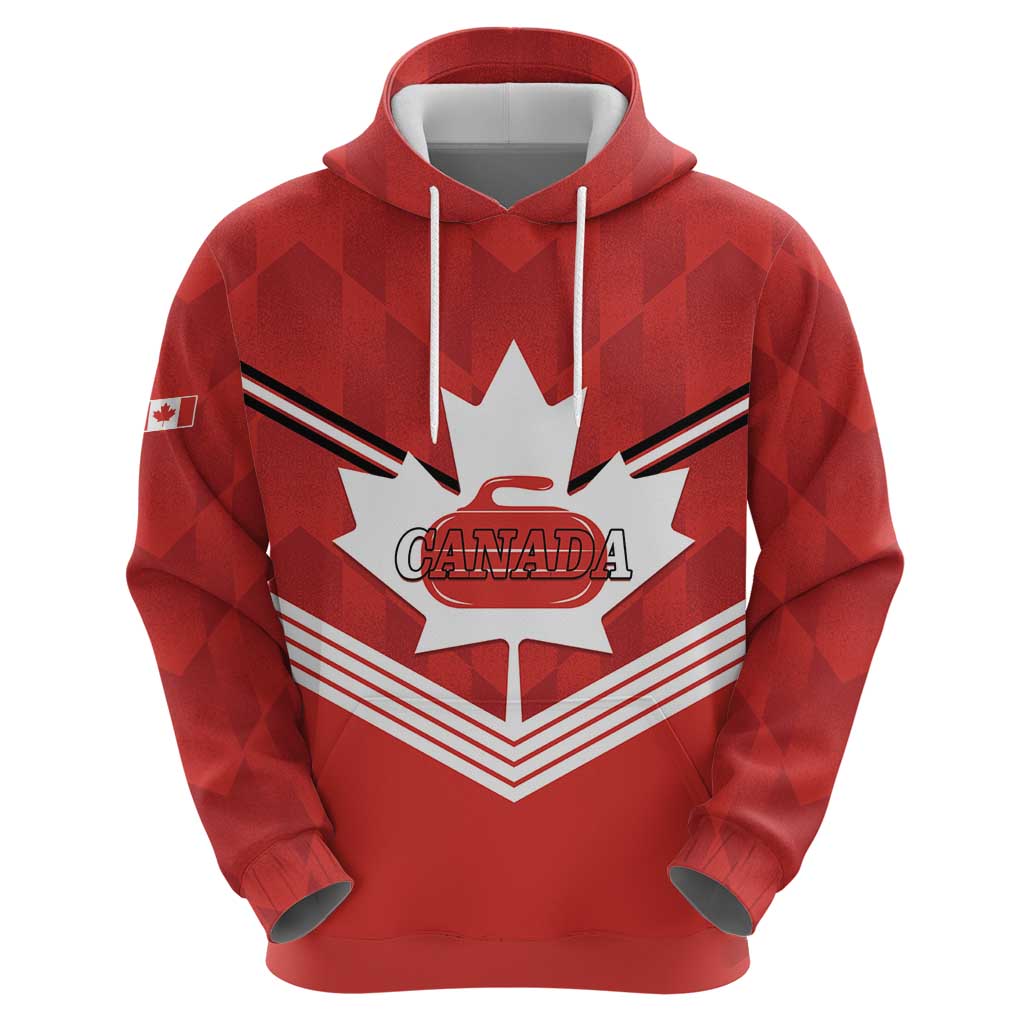 Personalized Canada Curling Zip Hoodie Maple Leaf Red Version - Wonder Print Shop