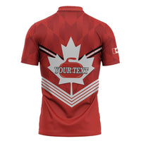 Personalized Canada Curling Zipper Polo Shirt Maple Leaf Red Version - Wonder Print Shop