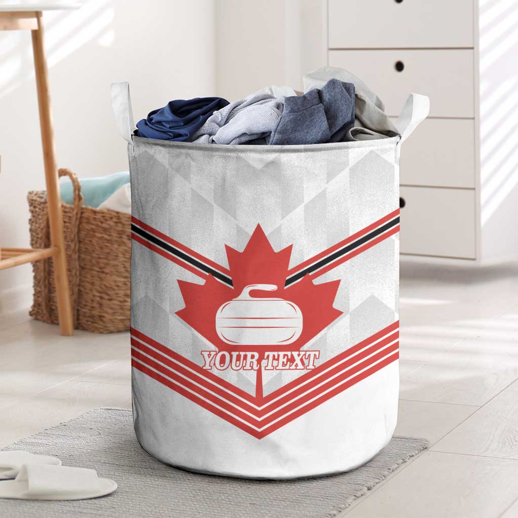 Personalized Canada Curling Laundry Basket Maple Leaf White Version - Wonder Print Shop