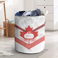 Personalized Canada Curling Laundry Basket Maple Leaf White Version - Wonder Print Shop