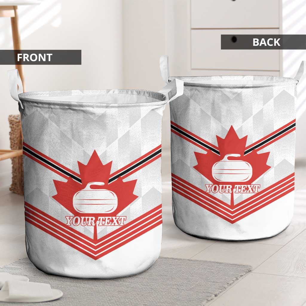 Personalized Canada Curling Laundry Basket Maple Leaf White Version - Wonder Print Shop