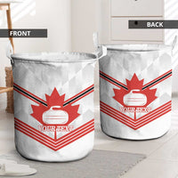 Personalized Canada Curling Laundry Basket Maple Leaf White Version - Wonder Print Shop