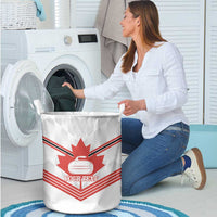 Personalized Canada Curling Laundry Basket Maple Leaf White Version - Wonder Print Shop