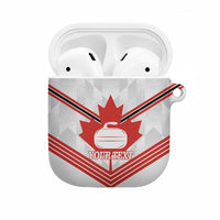 Personalized Canada Curling AirPods Case Maple Leaf White Version - Wonder Print Shop