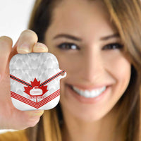 Personalized Canada Curling AirPods Case Maple Leaf White Version - Wonder Print Shop