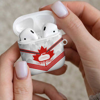 Personalized Canada Curling AirPods Case Maple Leaf White Version - Wonder Print Shop