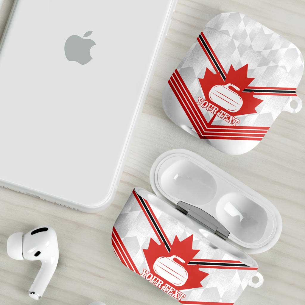 Personalized Canada Curling AirPods Case Maple Leaf White Version - Wonder Print Shop