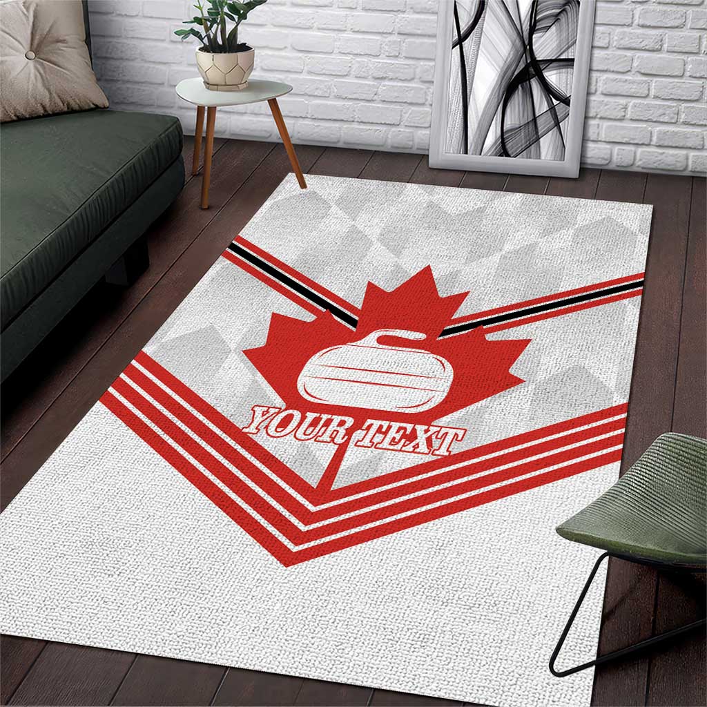 Personalized Canada Curling Area Rug Maple Leaf White Version - Wonder Print Shop