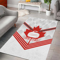 Personalized Canada Curling Area Rug Maple Leaf White Version - Wonder Print Shop