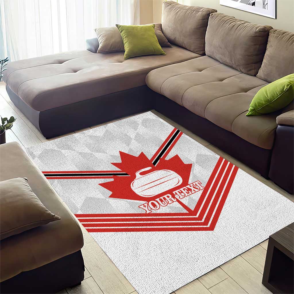 Personalized Canada Curling Area Rug Maple Leaf White Version - Wonder Print Shop