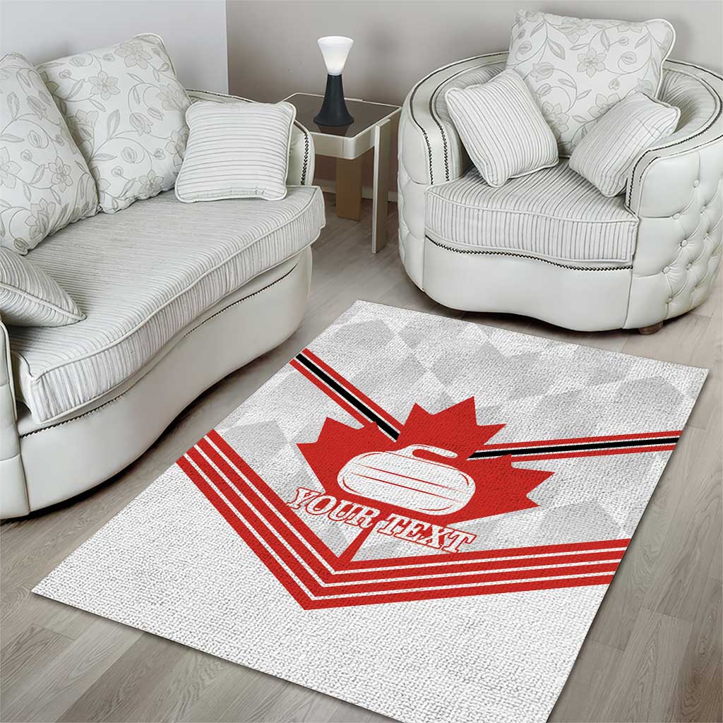 Personalized Canada Curling Area Rug Maple Leaf White Version - Wonder Print Shop