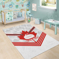 Personalized Canada Curling Area Rug Maple Leaf White Version - Wonder Print Shop