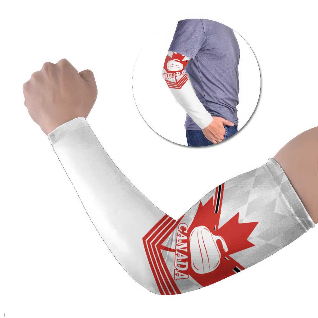 Personalized Canada Curling Arm Sleeves Maple Leaf White Version - Wonder Print Shop
