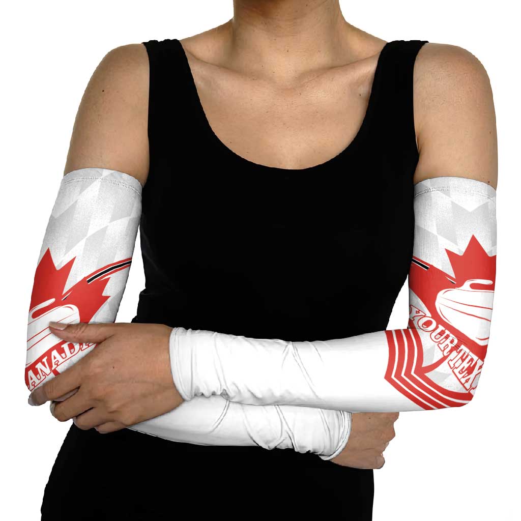 Personalized Canada Curling Arm Sleeves Maple Leaf White Version - Wonder Print Shop