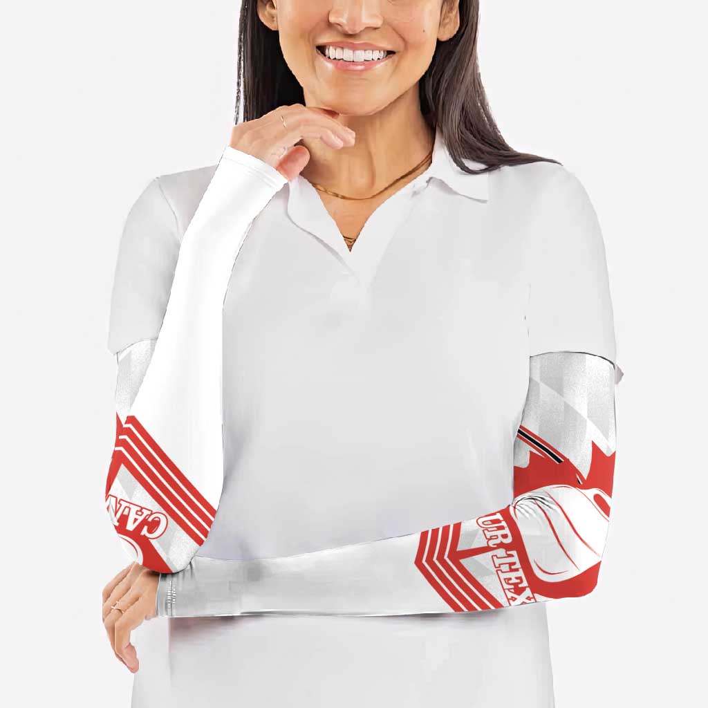 Personalized Canada Curling Arm Sleeves Maple Leaf White Version - Wonder Print Shop