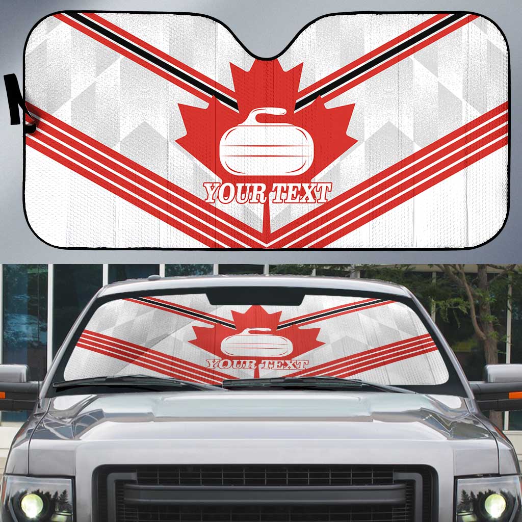 Personalized Canada Curling Auto Sun Shade Maple Leaf White Version - Wonder Print Shop