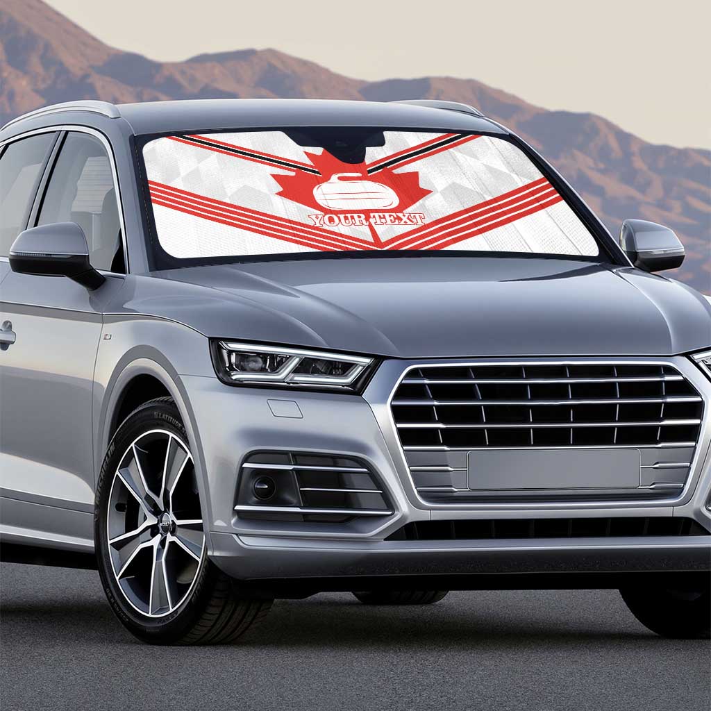Personalized Canada Curling Auto Sun Shade Maple Leaf White Version - Wonder Print Shop