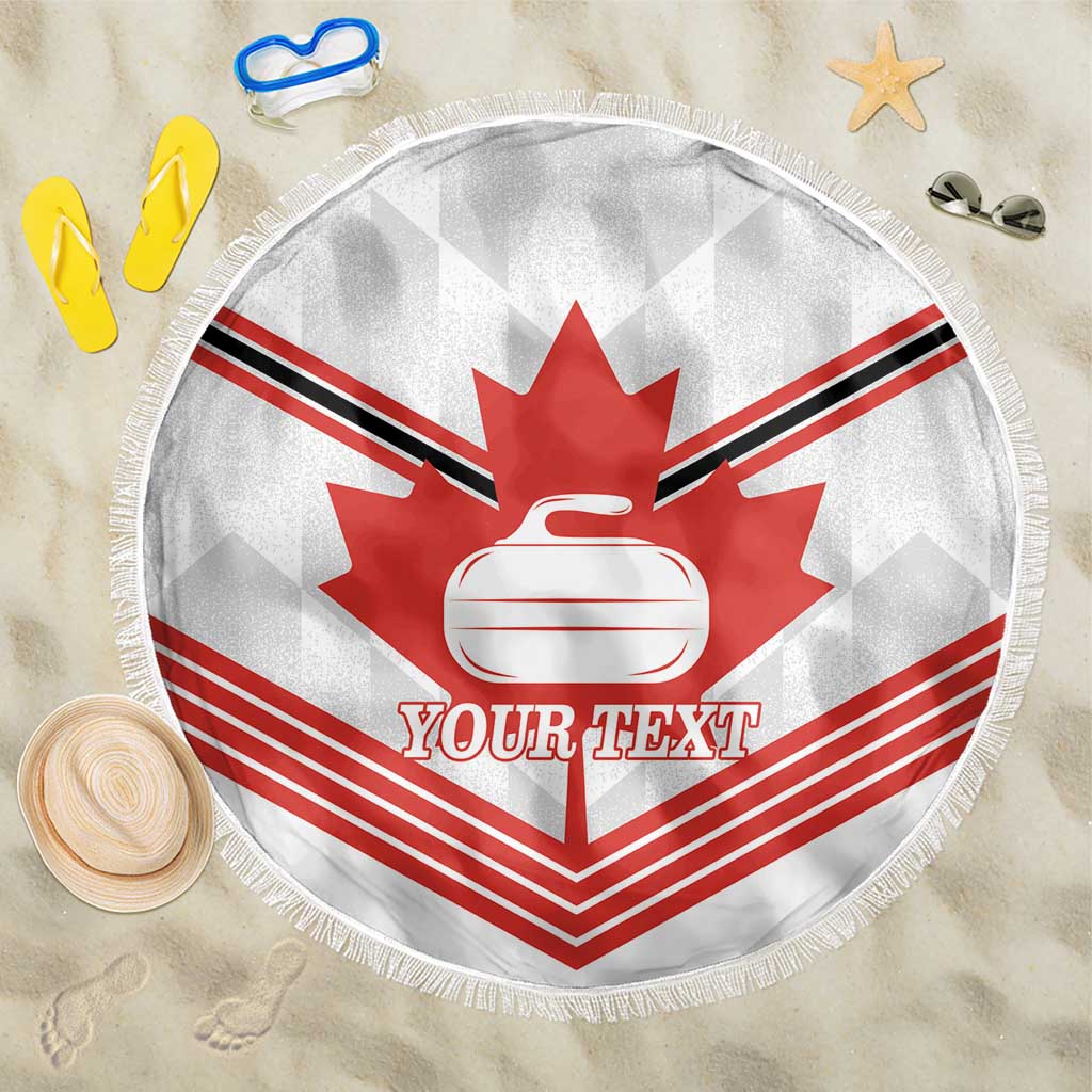 Personalized Canada Curling Beach Blanket Maple Leaf White Version - Wonder Print Shop