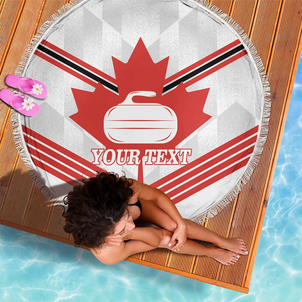 Personalized Canada Curling Beach Blanket Maple Leaf White Version - Wonder Print Shop