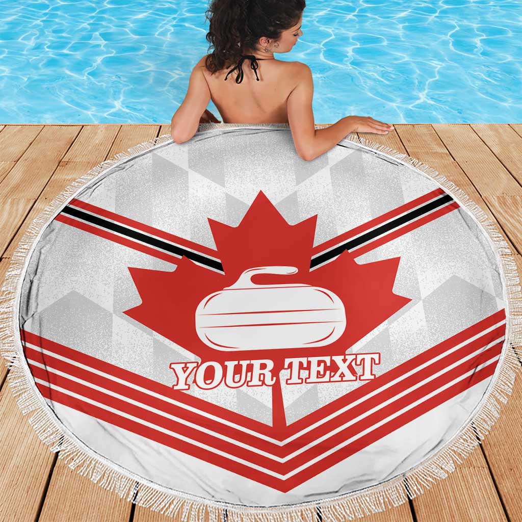 Personalized Canada Curling Beach Blanket Maple Leaf White Version - Wonder Print Shop
