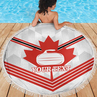 Personalized Canada Curling Beach Blanket Maple Leaf White Version - Wonder Print Shop
