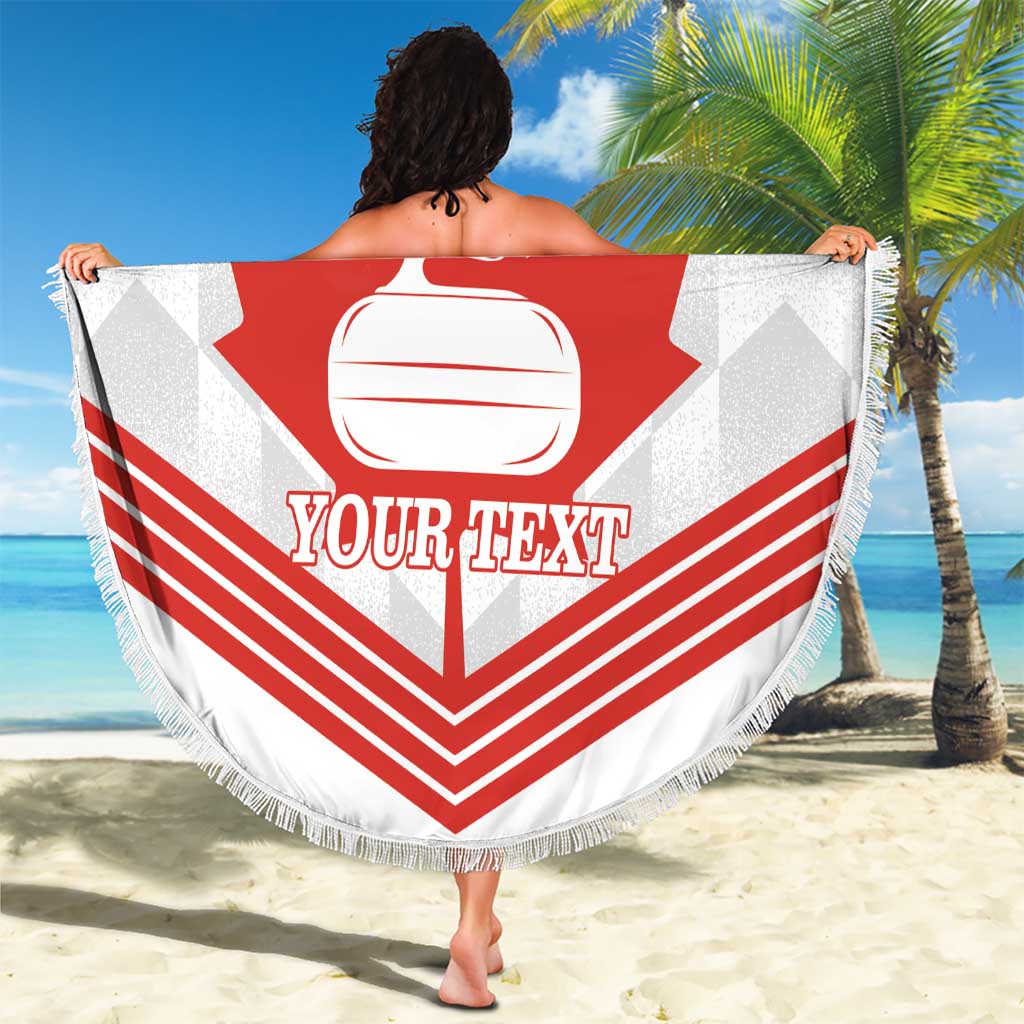 Personalized Canada Curling Beach Blanket Maple Leaf White Version - Wonder Print Shop