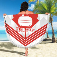Personalized Canada Curling Beach Blanket Maple Leaf White Version - Wonder Print Shop