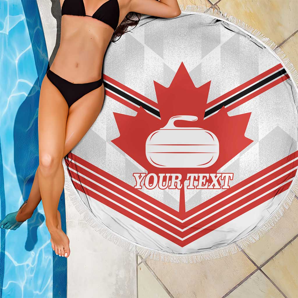 Personalized Canada Curling Beach Blanket Maple Leaf White Version - Wonder Print Shop