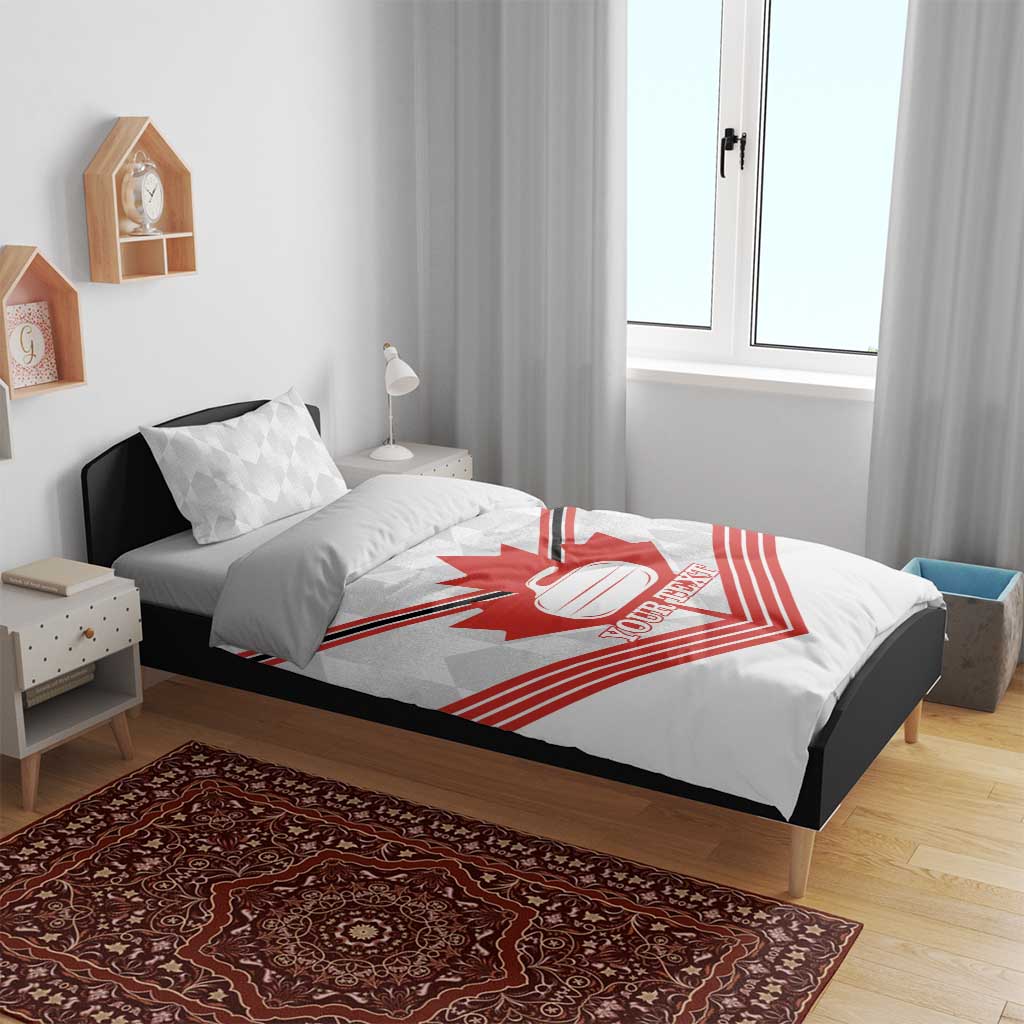 Personalized Canada Curling Bedding Set Maple Leaf White Version - Wonder Print Shop