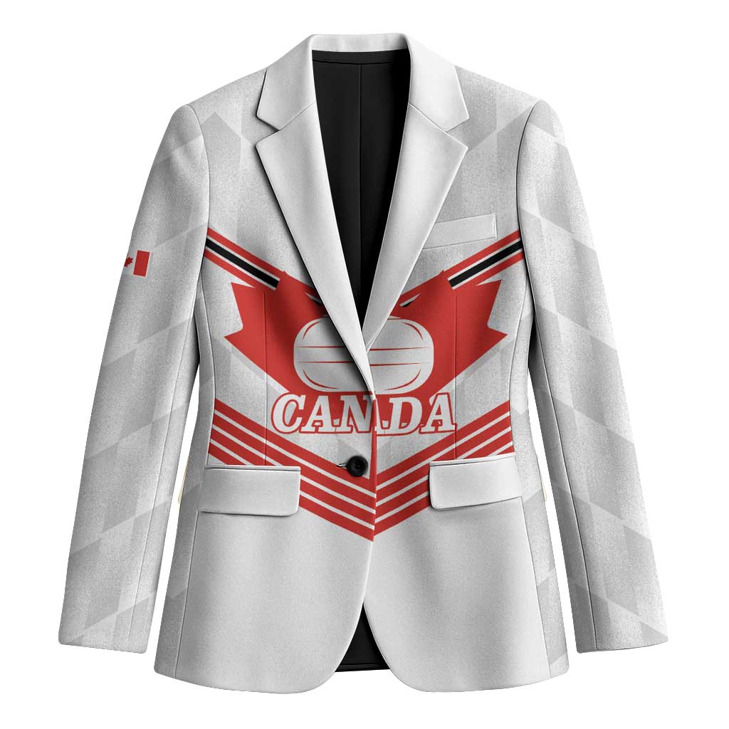 Personalized Canada Curling Blazer Maple Leaf White Version - Wonder Print Shop