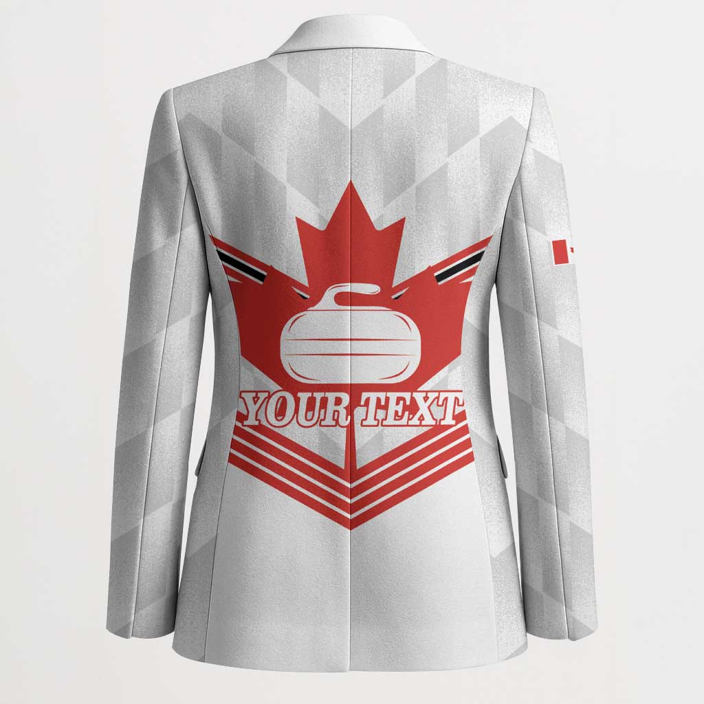 Personalized Canada Curling Blazer Maple Leaf White Version - Wonder Print Shop