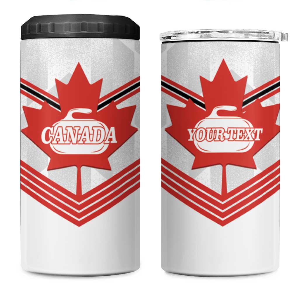 Personalized Canada Curling 4 in 1 Can Cooler Tumbler Maple Leaf White Version - Wonder Print Shop