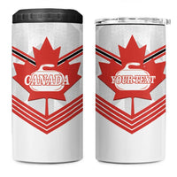 Personalized Canada Curling 4 in 1 Can Cooler Tumbler Maple Leaf White Version - Wonder Print Shop