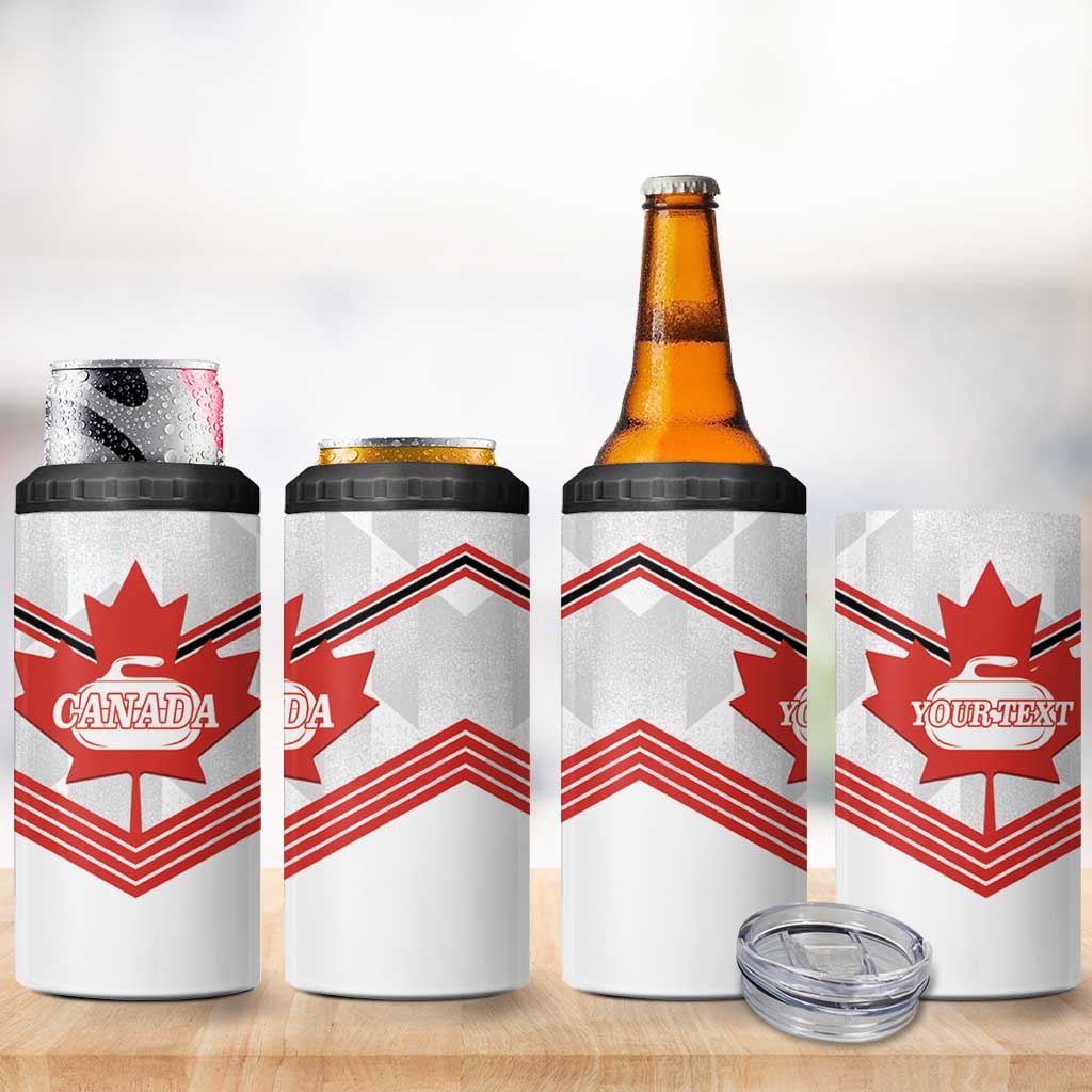 Personalized Canada Curling 4 in 1 Can Cooler Tumbler Maple Leaf White Version - Wonder Print Shop