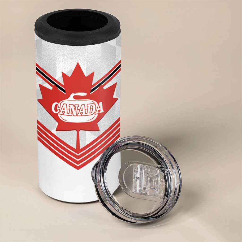 Personalized Canada Curling 4 in 1 Can Cooler Tumbler Maple Leaf White Version - Wonder Print Shop