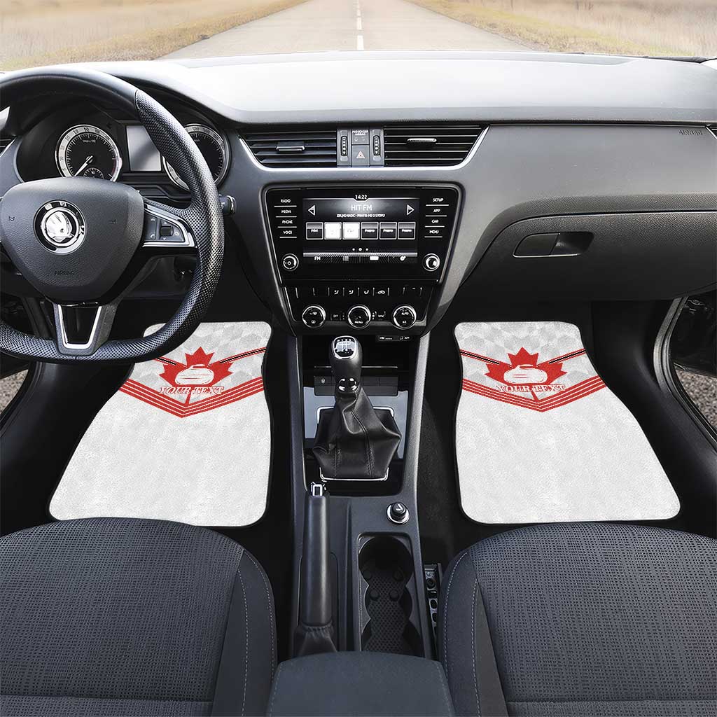 Personalized Canada Curling Car Mats Maple Leaf White Version - Wonder Print Shop
