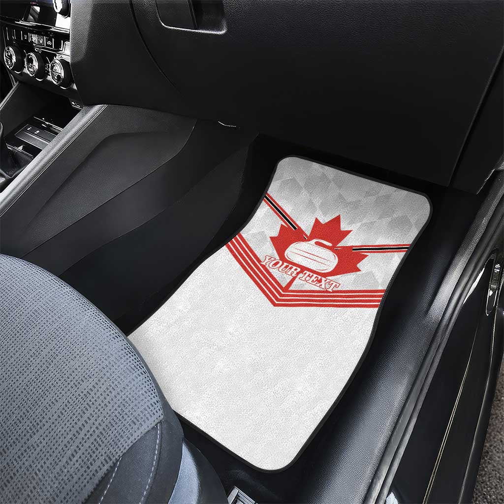 Personalized Canada Curling Car Mats Maple Leaf White Version - Wonder Print Shop
