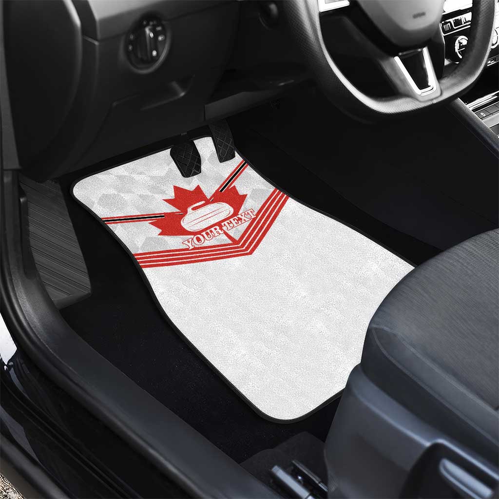 Personalized Canada Curling Car Mats Maple Leaf White Version - Wonder Print Shop