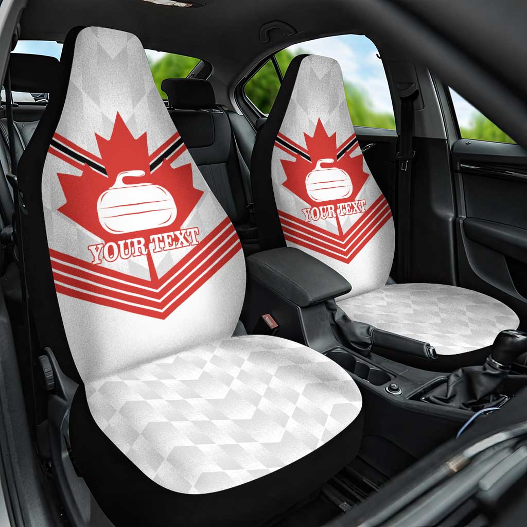 Personalized Canada Curling Car Seat Cover Maple Leaf White Version - Wonder Print Shop