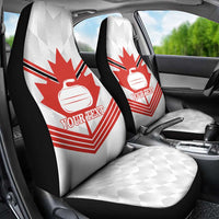 Personalized Canada Curling Car Seat Cover Maple Leaf White Version - Wonder Print Shop