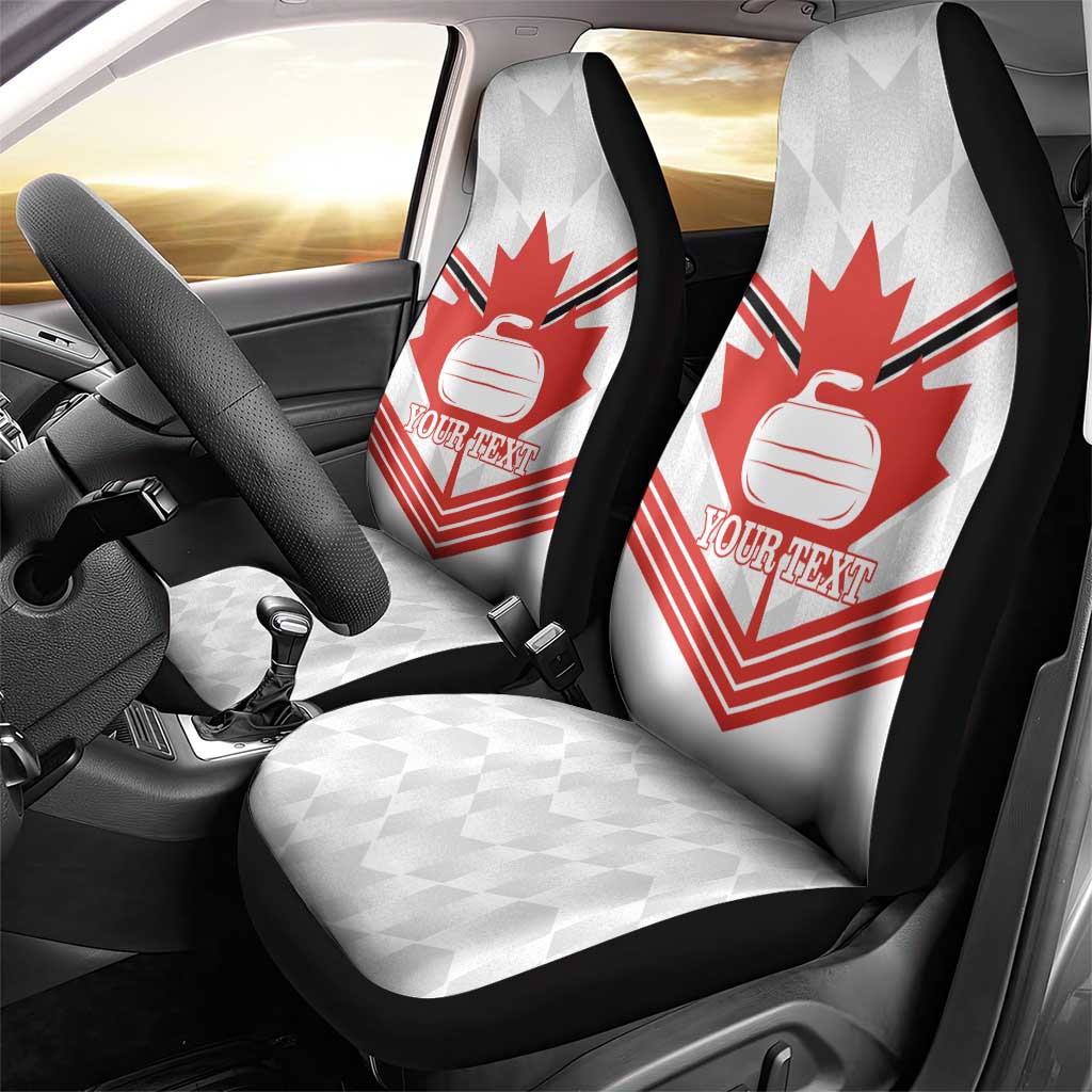 Personalized Canada Curling Car Seat Cover Maple Leaf White Version - Wonder Print Shop