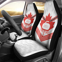 Personalized Canada Curling Car Seat Cover Maple Leaf White Version - Wonder Print Shop