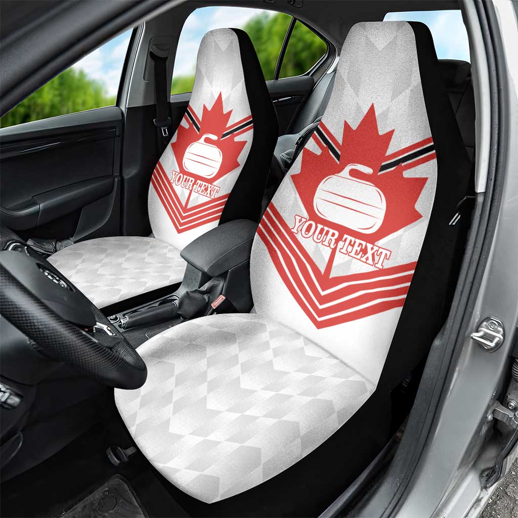 Personalized Canada Curling Car Seat Cover Maple Leaf White Version - Wonder Print Shop
