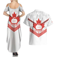 Personalized Canada Curling Couples Matching Summer Maxi Dress and Hawaiian Shirt Maple Leaf White Version - Wonder Print Shop