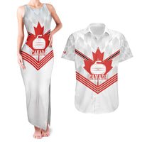 Personalized Canada Curling Couples Matching Tank Maxi Dress and Hawaiian Shirt Maple Leaf White Version - Wonder Print Shop