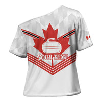 Personalized Canada Curling Cross Shoulder Shirt Maple Leaf White Version - Wonder Print Shop