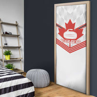 Personalized Canada Curling Door Cover Maple Leaf White Version - Wonder Print Shop