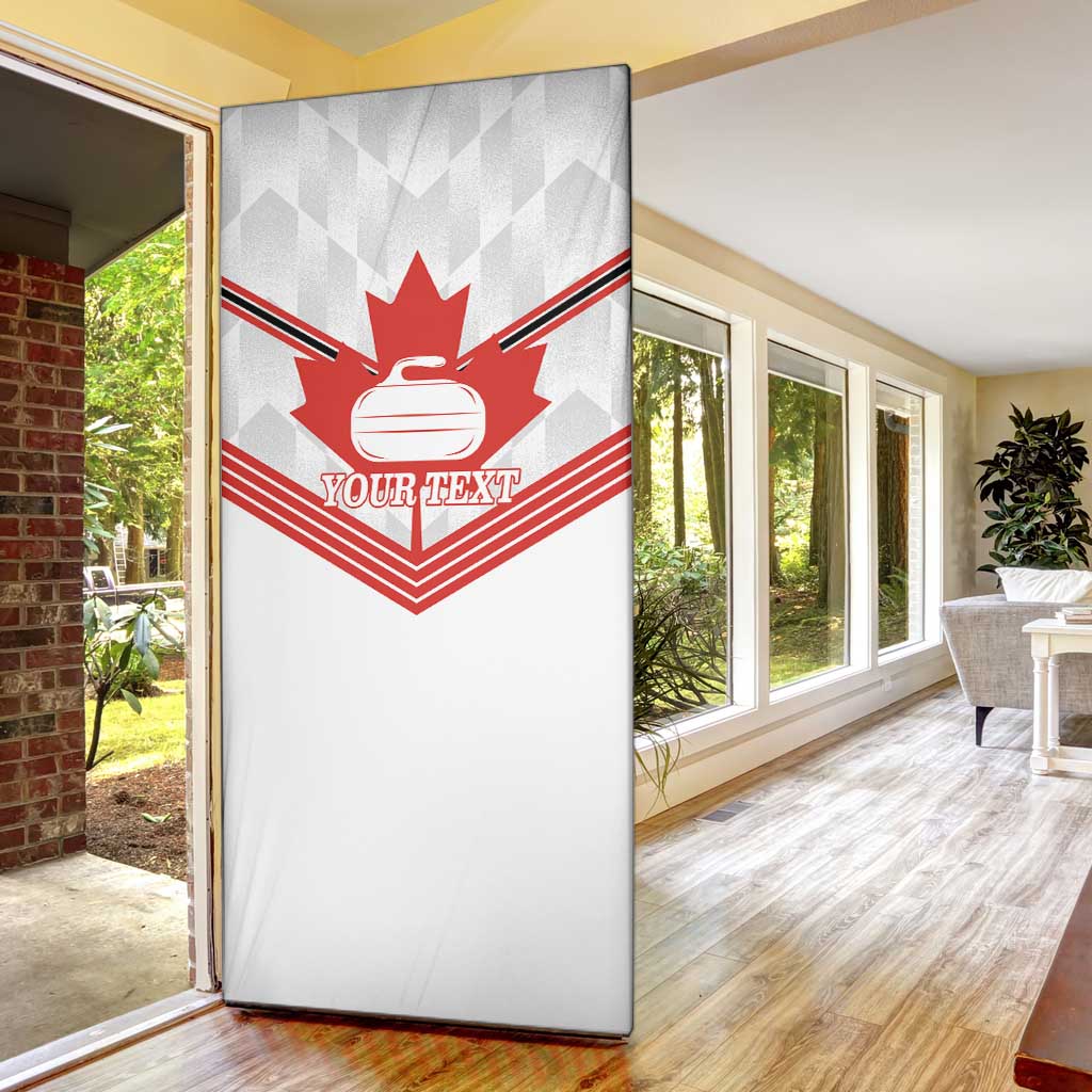 Personalized Canada Curling Door Cover Maple Leaf White Version - Wonder Print Shop