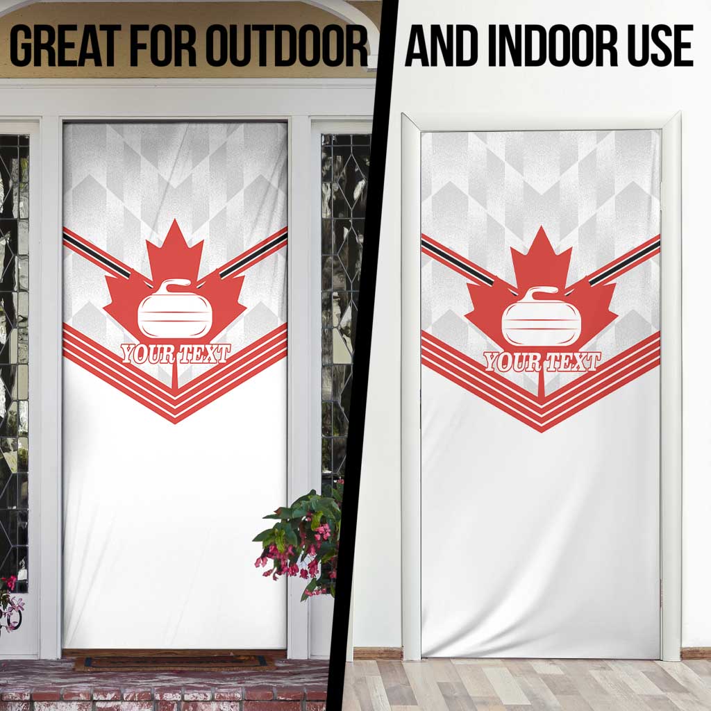 Personalized Canada Curling Door Cover Maple Leaf White Version - Wonder Print Shop